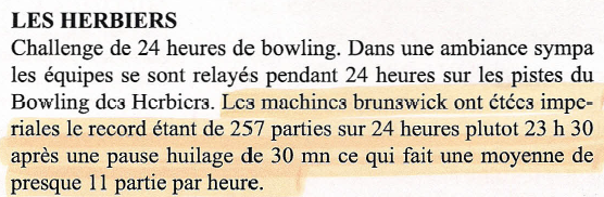 Les Herbiers - 24 heures de bowling